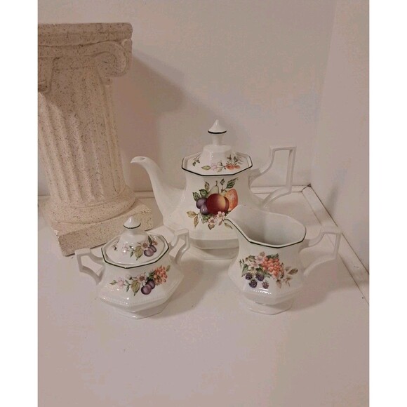 1990 Johnson Brothers “Fresh Fruit” Coffee/Tea Set. Made In England.